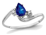 1/2 Carat Natural Blue Sapphire Ring in 14K White Gold